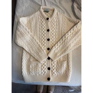 Women's Cream Cable Knit Cardigan